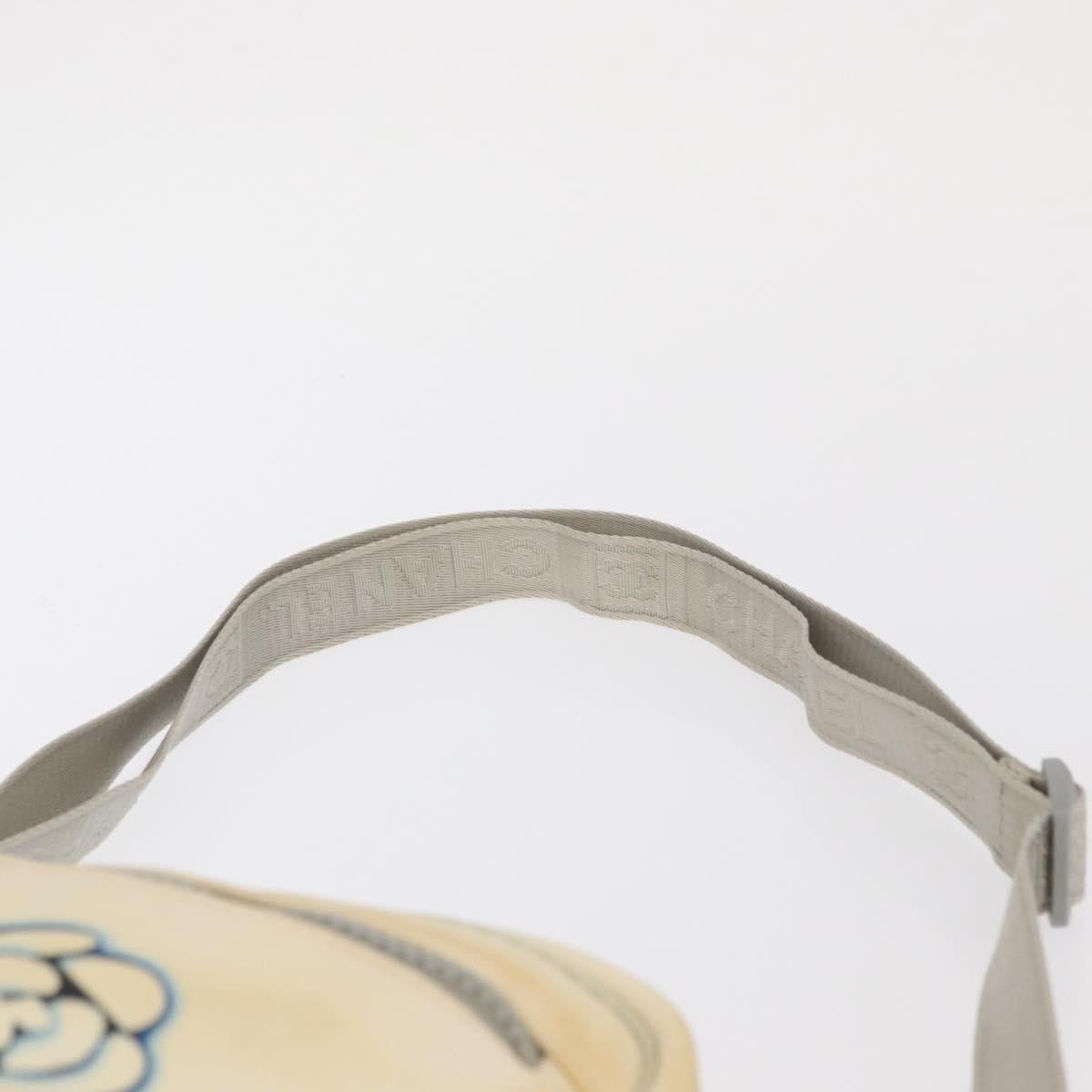 CHANEL Sports Line Shoulder Bag Nylon White Silver CC Auth bs32847