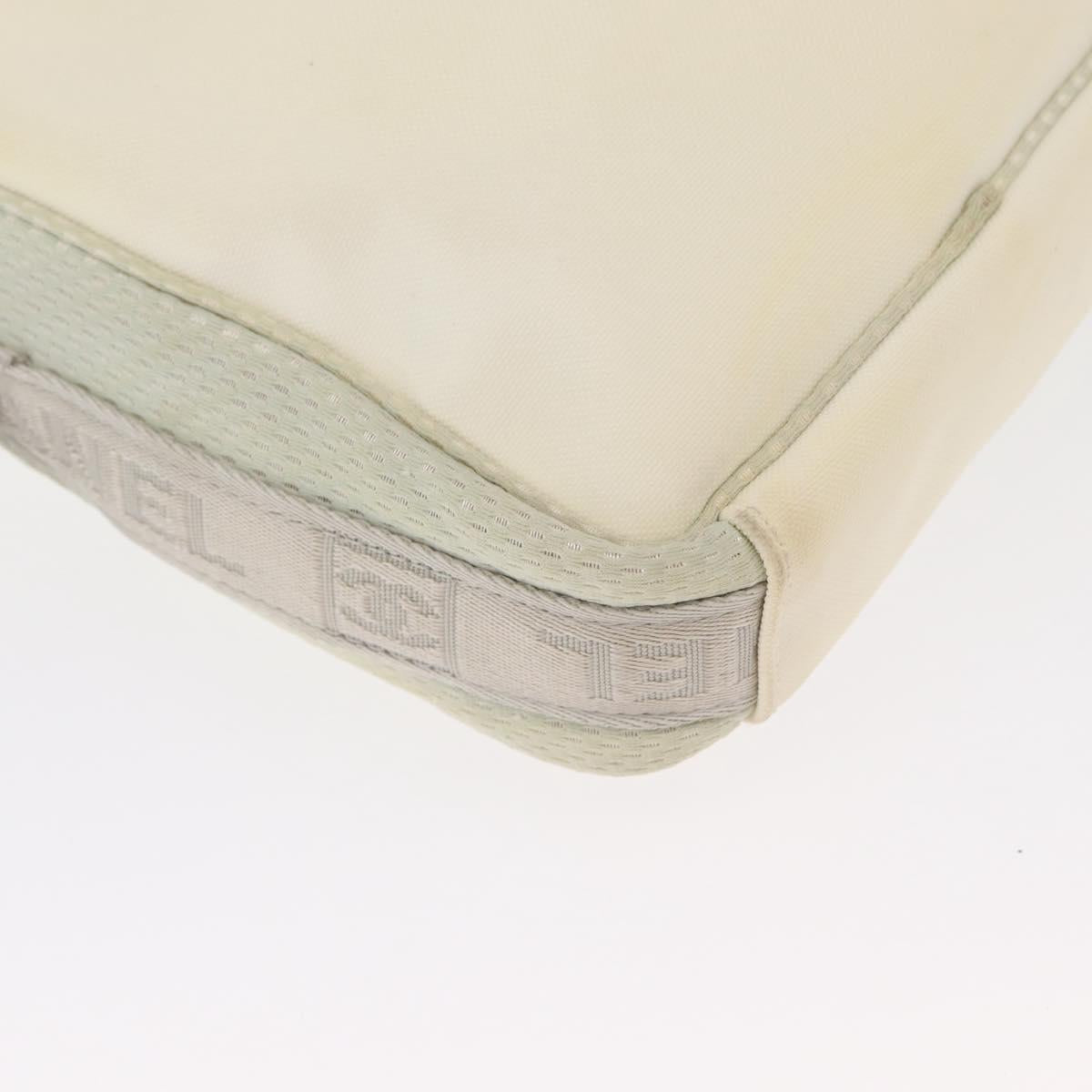 CHANEL Sports Line Shoulder Bag Nylon White Silver CC Auth bs32848