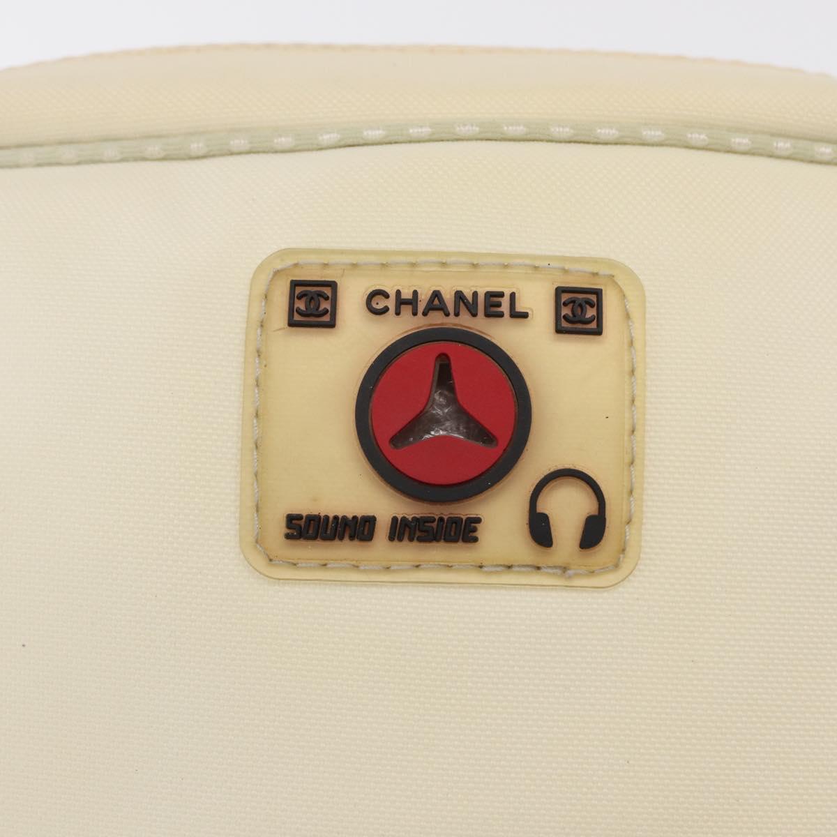 CHANEL Sports Line Shoulder Bag Nylon White Silver CC Auth bs32848