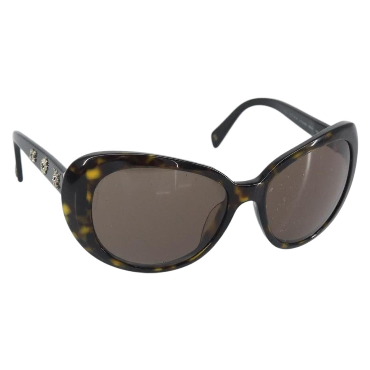 CHANEL Sunglasses plastic Black CC Auth bs32851