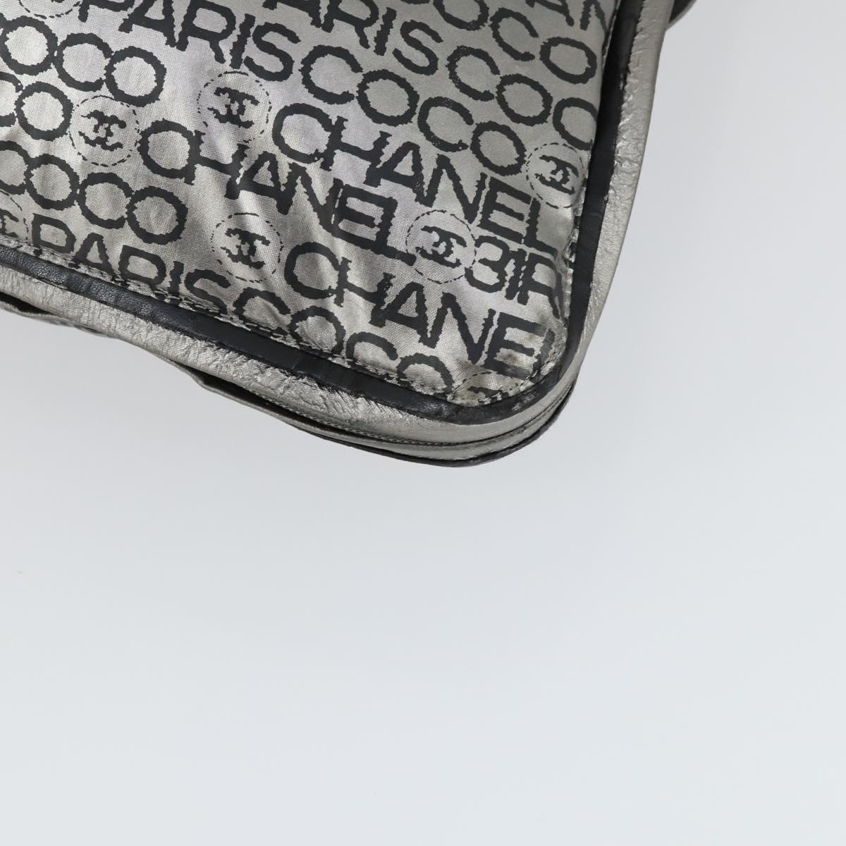 CHANEL Unlimited Tote Bag Nylon Silver CC Auth bs32854