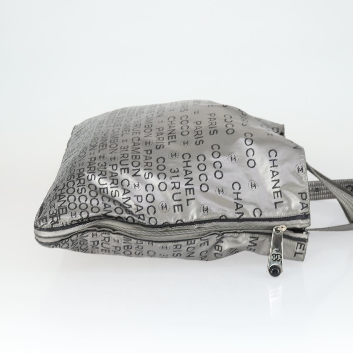 CHANEL Unlimited Tote Bag Nylon Silver CC Auth bs32854