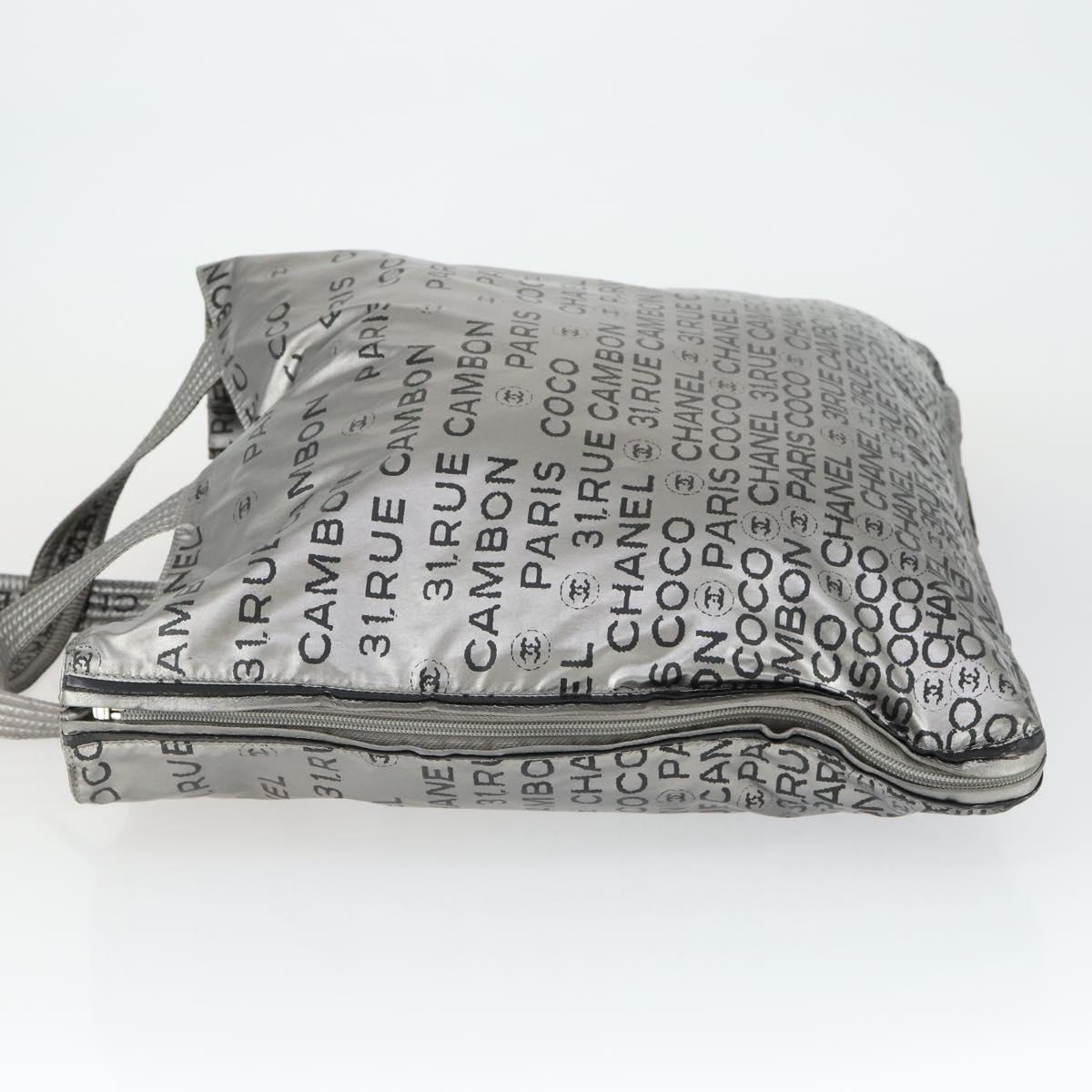 CHANEL Unlimited Tote Bag Nylon Silver CC Auth bs32854