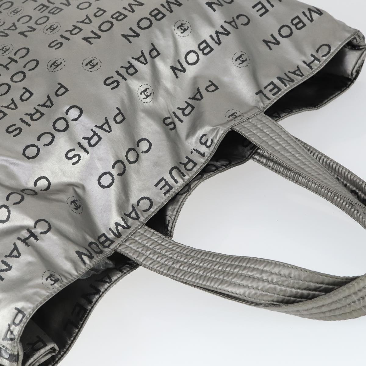 CHANEL Unlimited Tote Bag Nylon Silver CC Auth bs32854