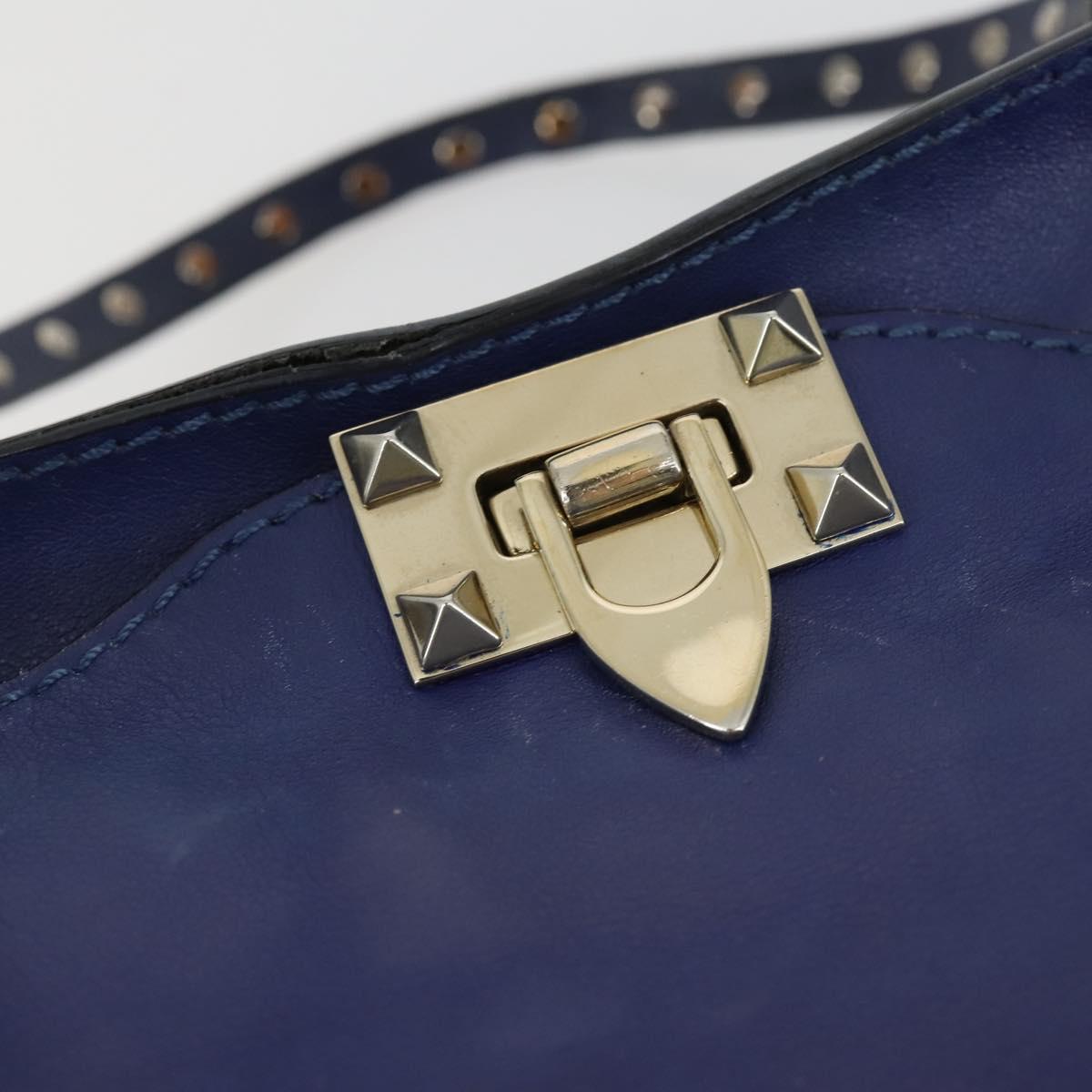 VALENTINO Hand Bag Leather Purple Gold Auth bs32859