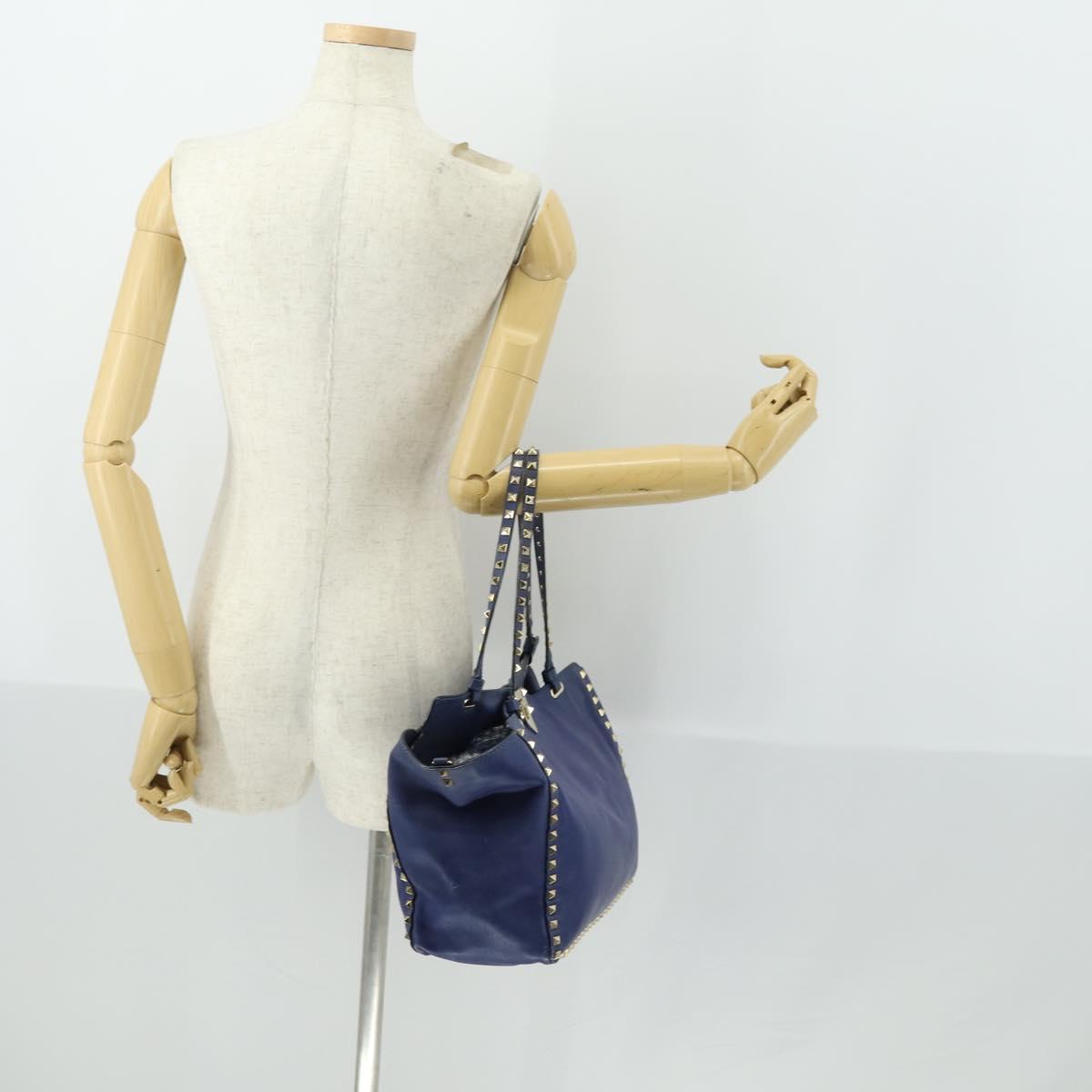 VALENTINO Hand Bag Leather Purple Gold Auth bs32859