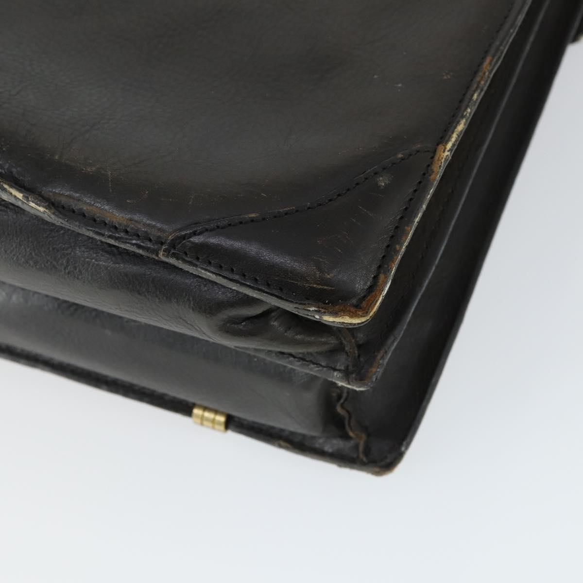 Burberrys Business Bag Leather Black Gold Auth bs32860