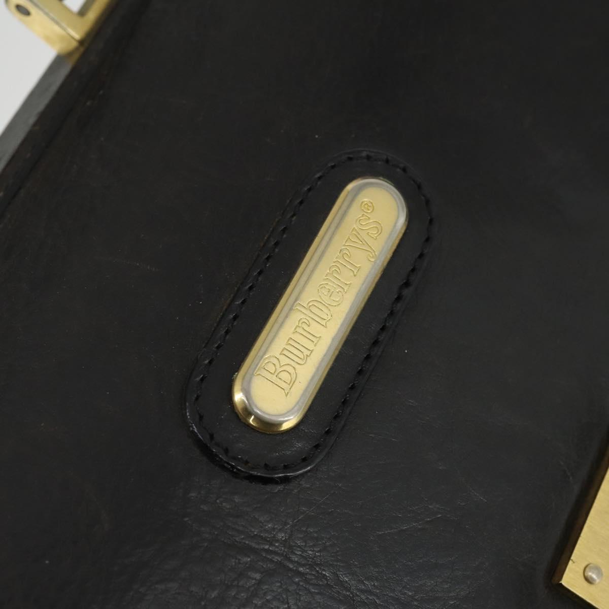 Burberrys Business Bag Leather Black Gold Auth bs32860