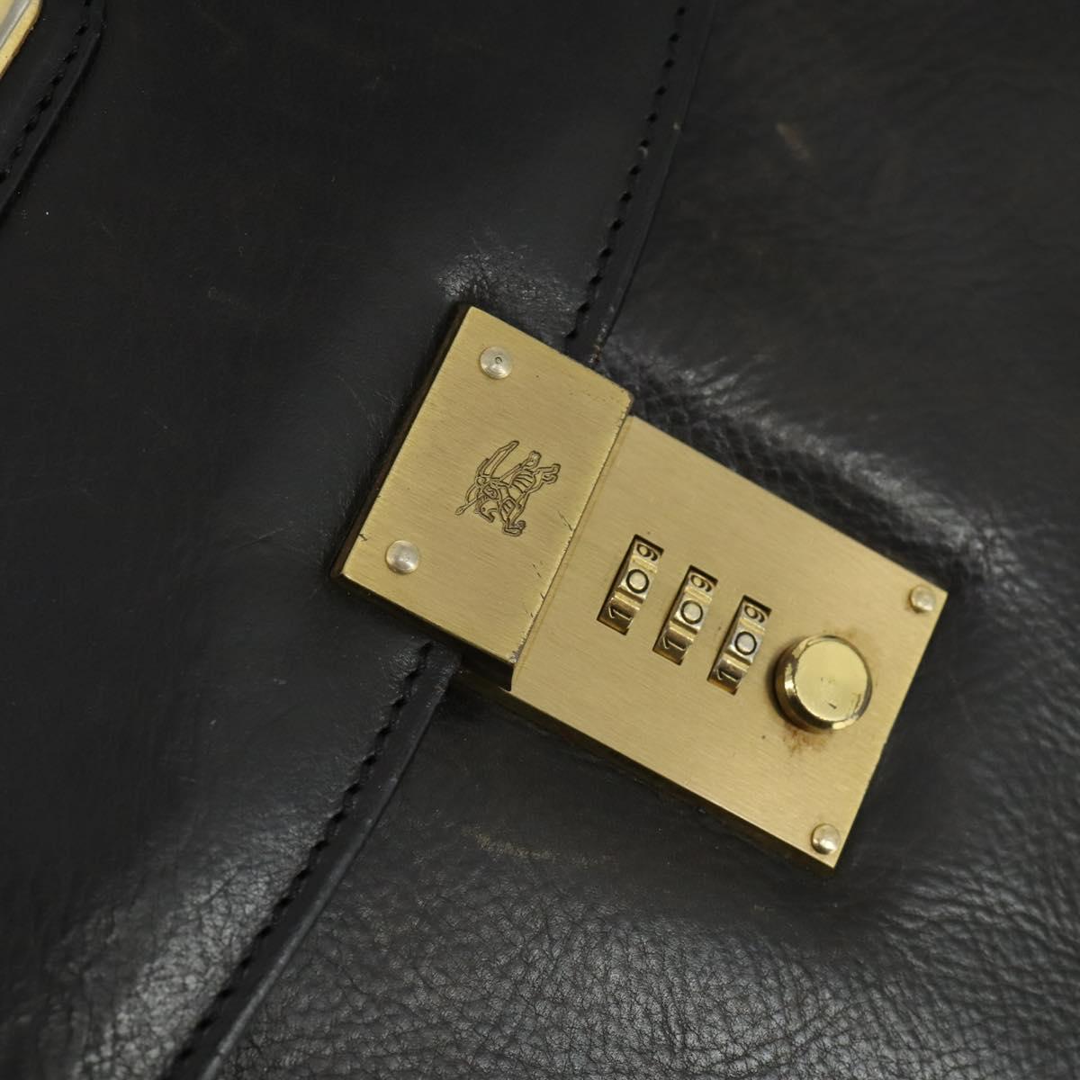 Burberrys Business Bag Leather Black Gold Auth bs32860