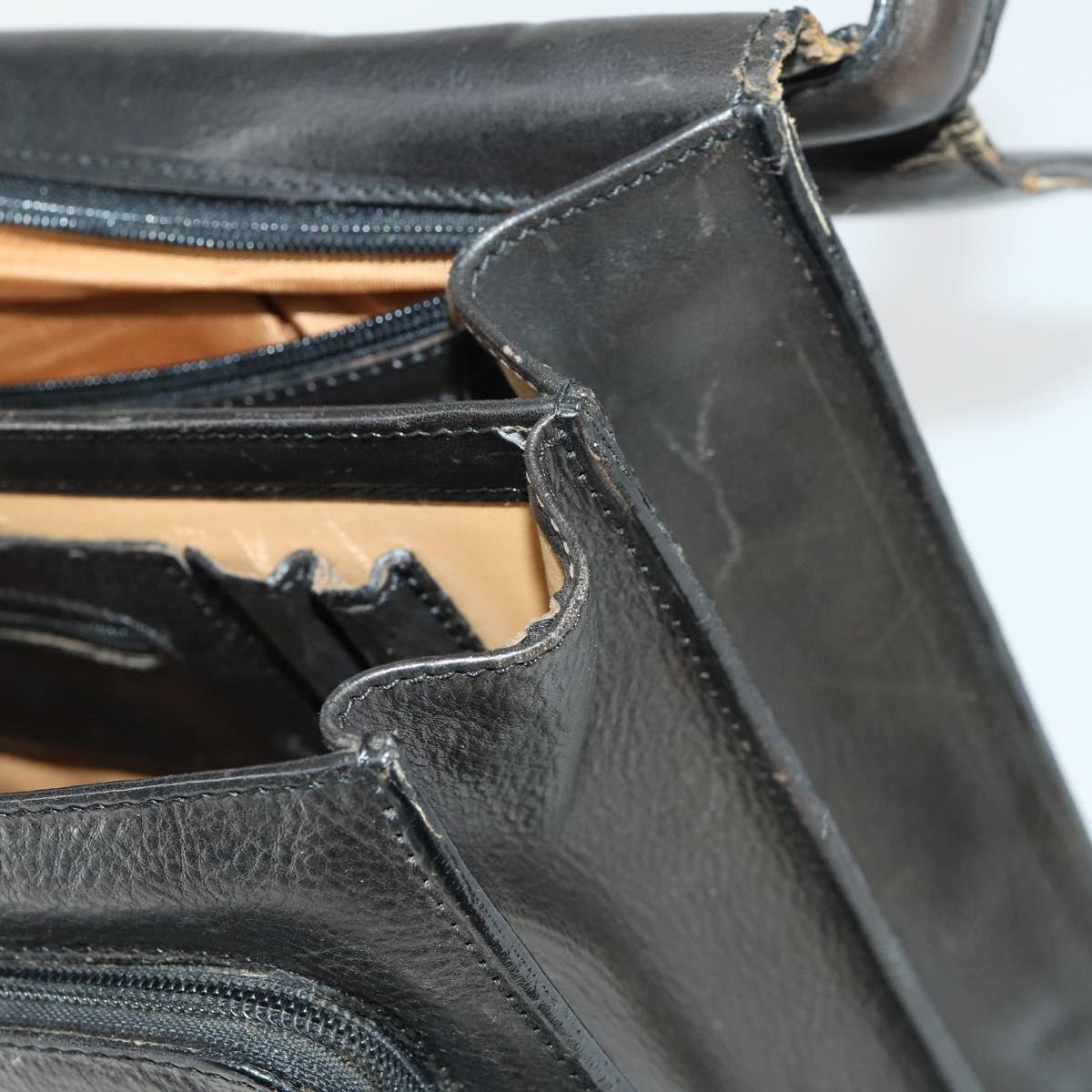 Burberrys Business Bag Leather Black Gold Auth bs32860