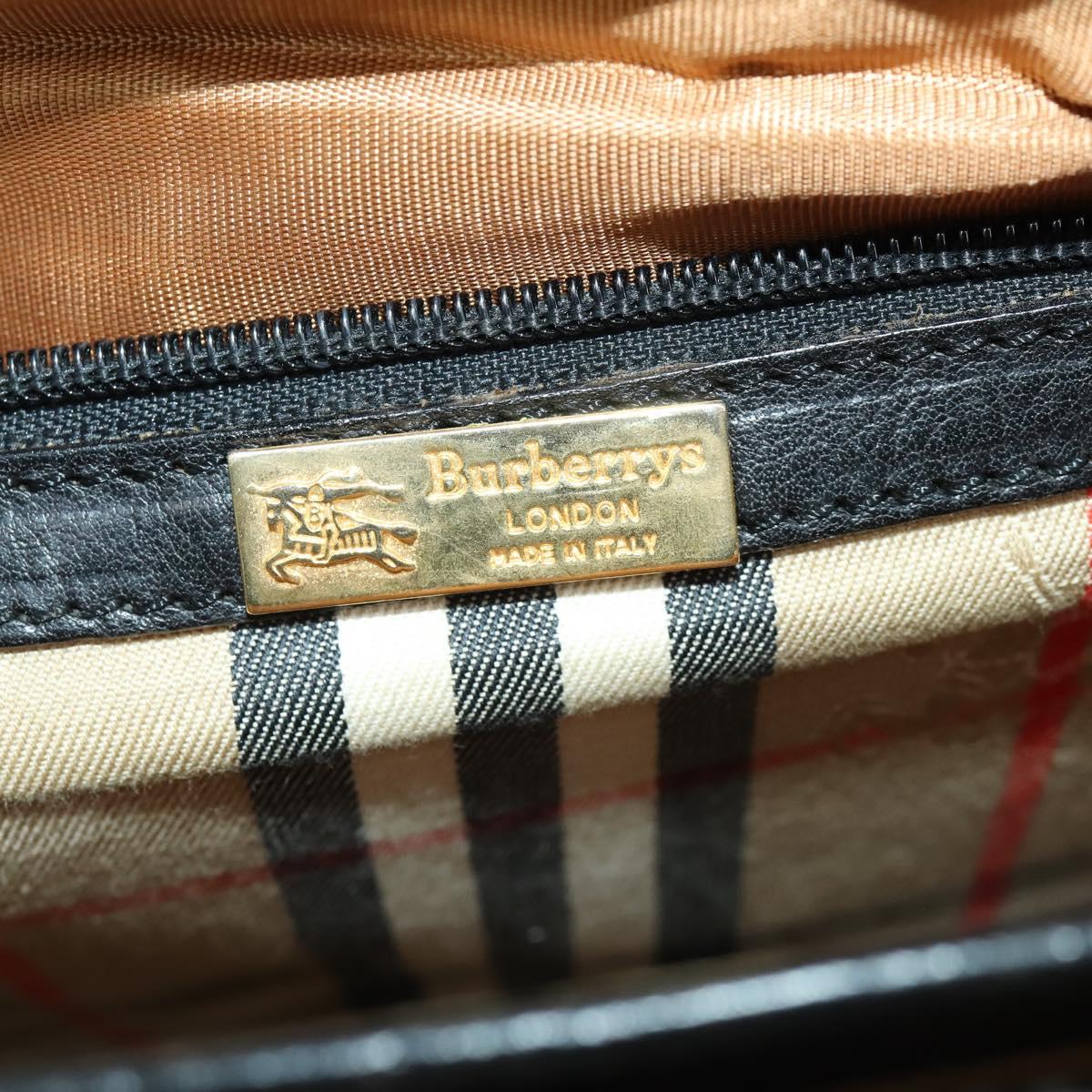 Burberrys Business Bag Leather Black Gold Auth bs32860