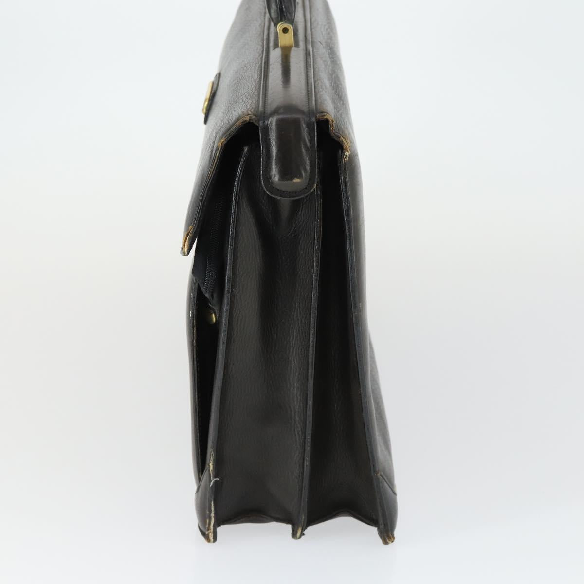 Burberrys Business Bag Leather Black Gold Auth bs32860