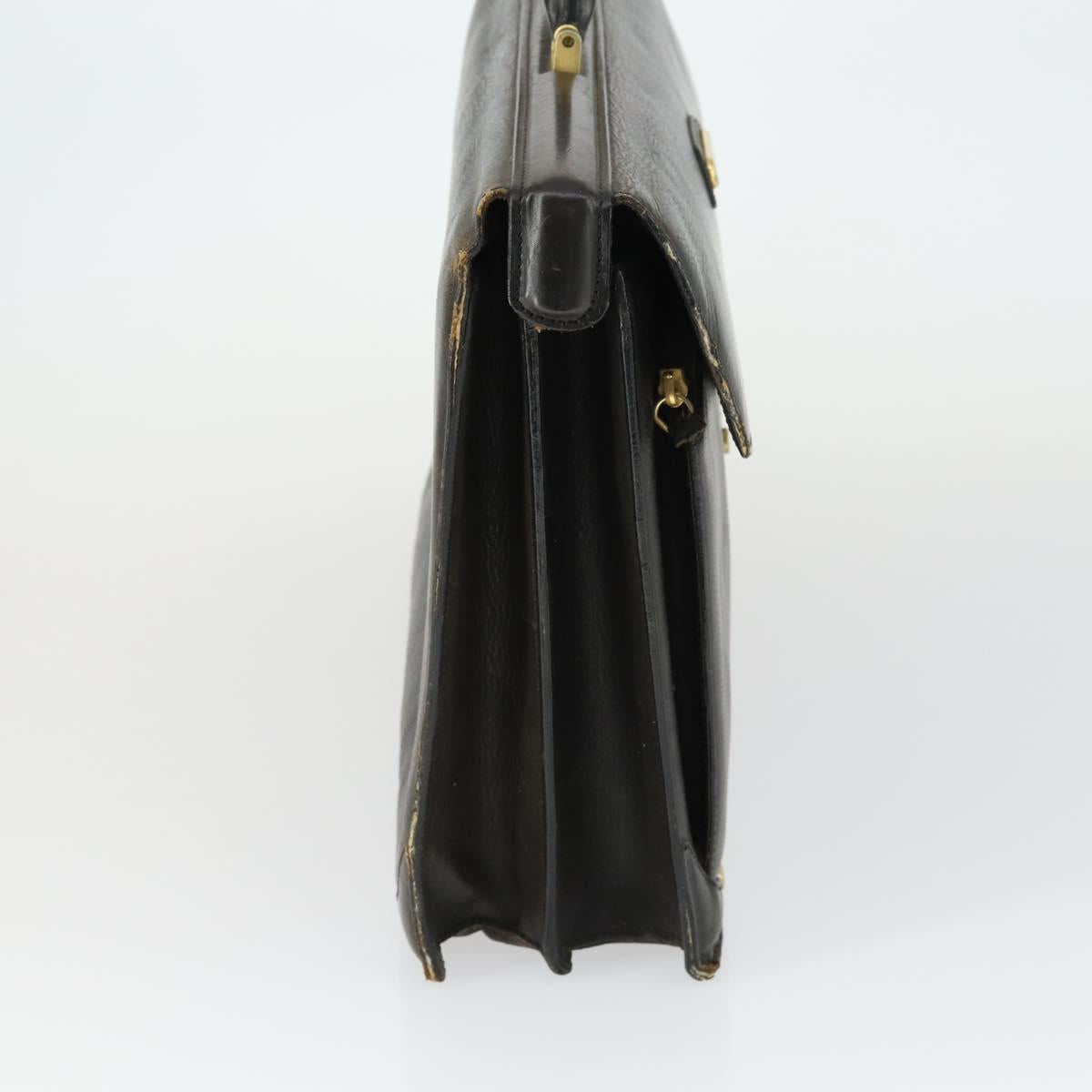 Burberrys Business Bag Leather Black Gold Auth bs32860