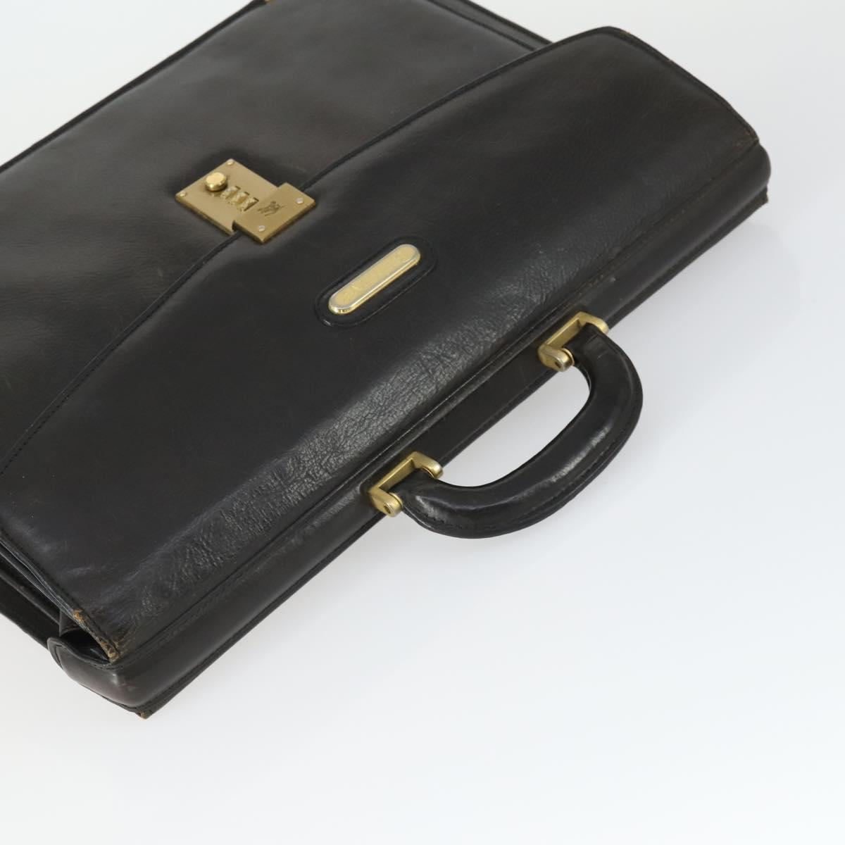 Burberrys Business Bag Leather Black Gold Auth bs32860