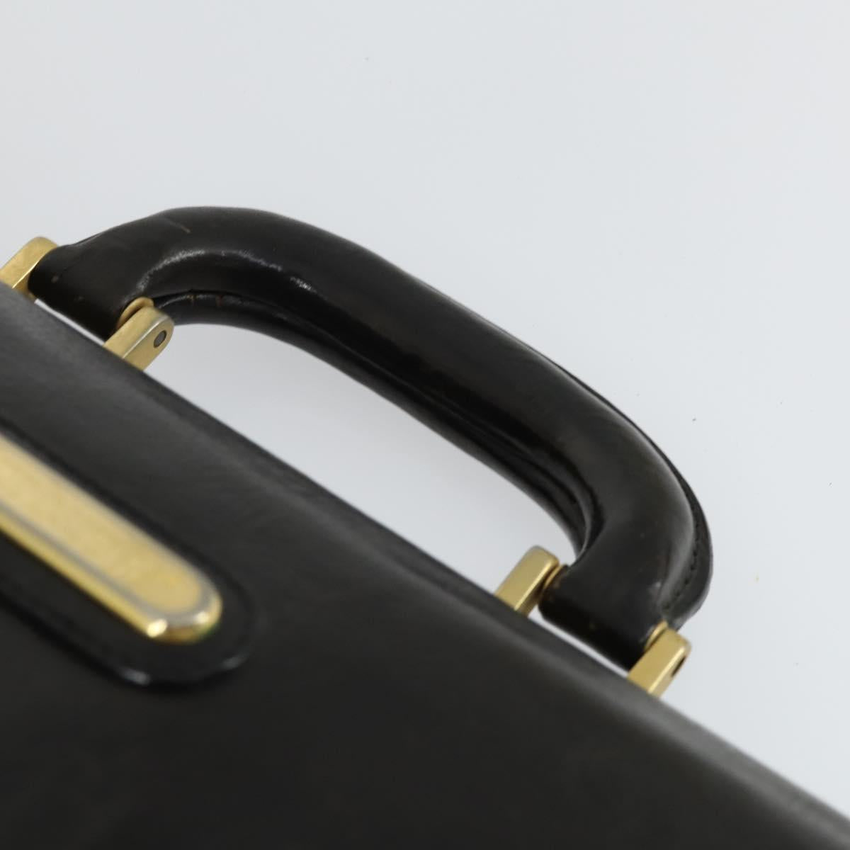 Burberrys Business Bag Leather Black Gold Auth bs32860