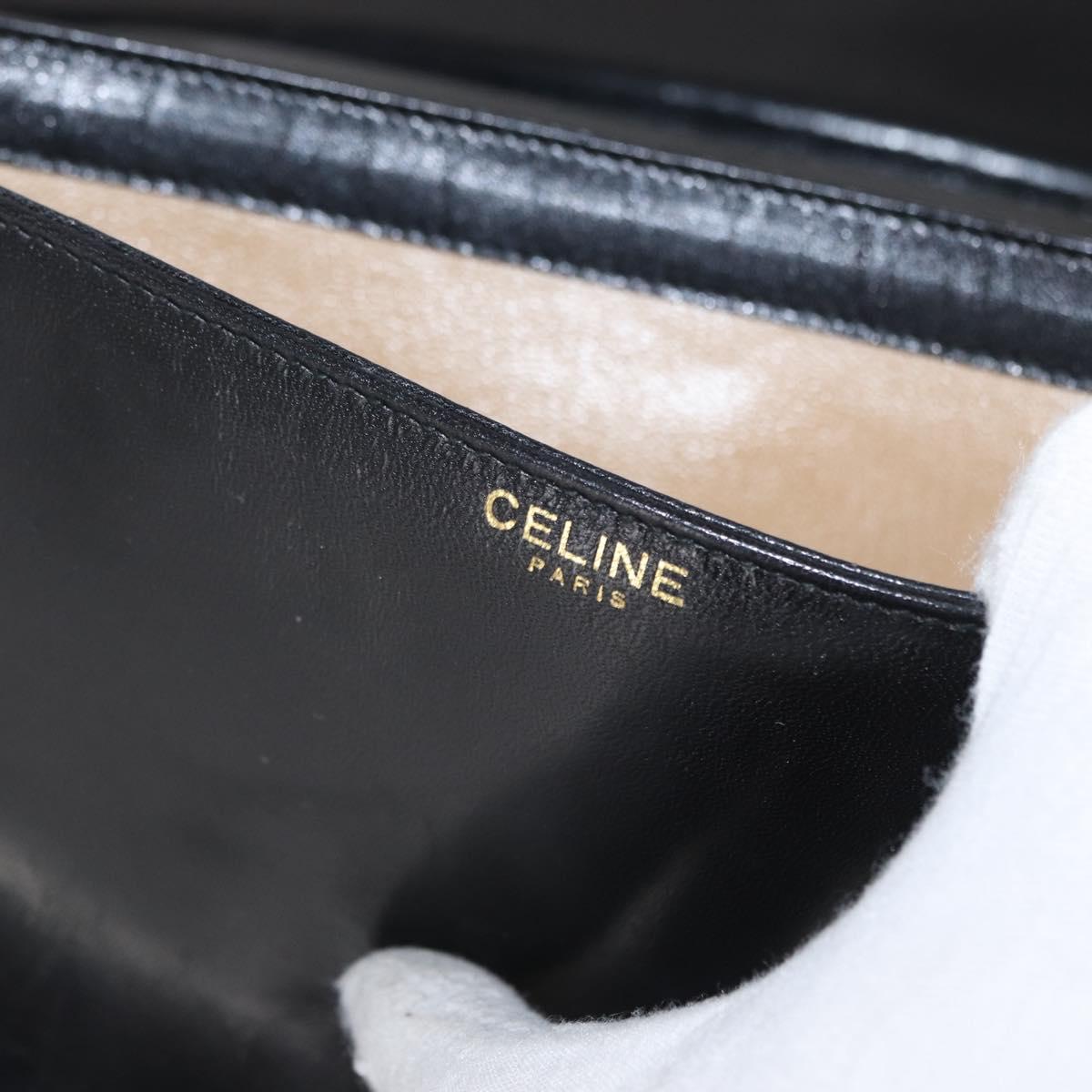 CELINE Shoulder Bag Leather Black Gold Auth bs32863