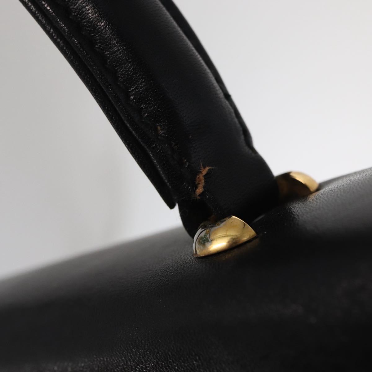 CELINE Shoulder Bag Leather Black Gold Auth bs32863