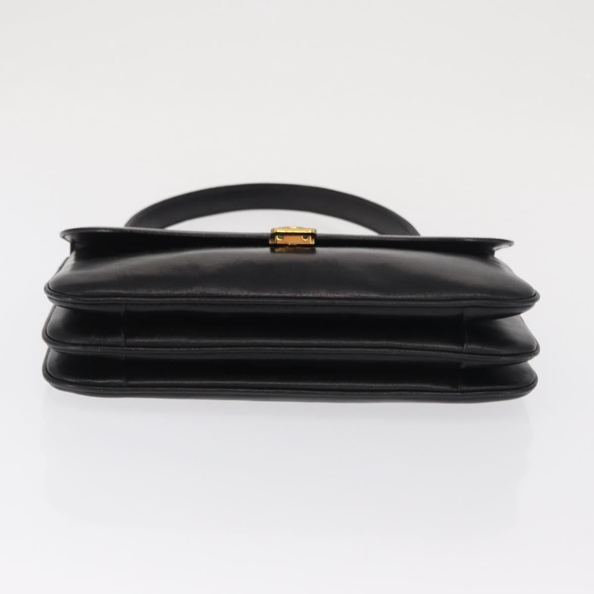 CELINE Shoulder Bag Leather Black Gold Auth bs32863