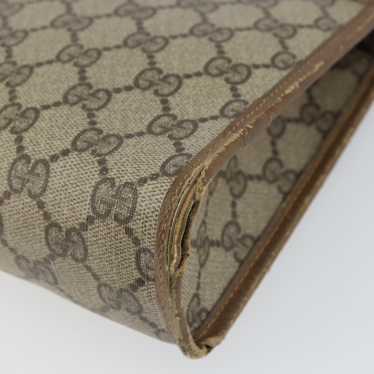 GUCCI GG Supreme Clutch Bag PVC Beige Gold 111 01 037 Auth bs32865