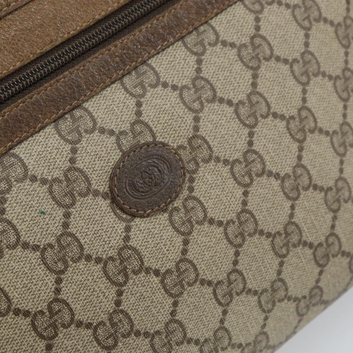 GUCCI GG Supreme Clutch Bag PVC Beige Gold 111 01 037 Auth bs32865