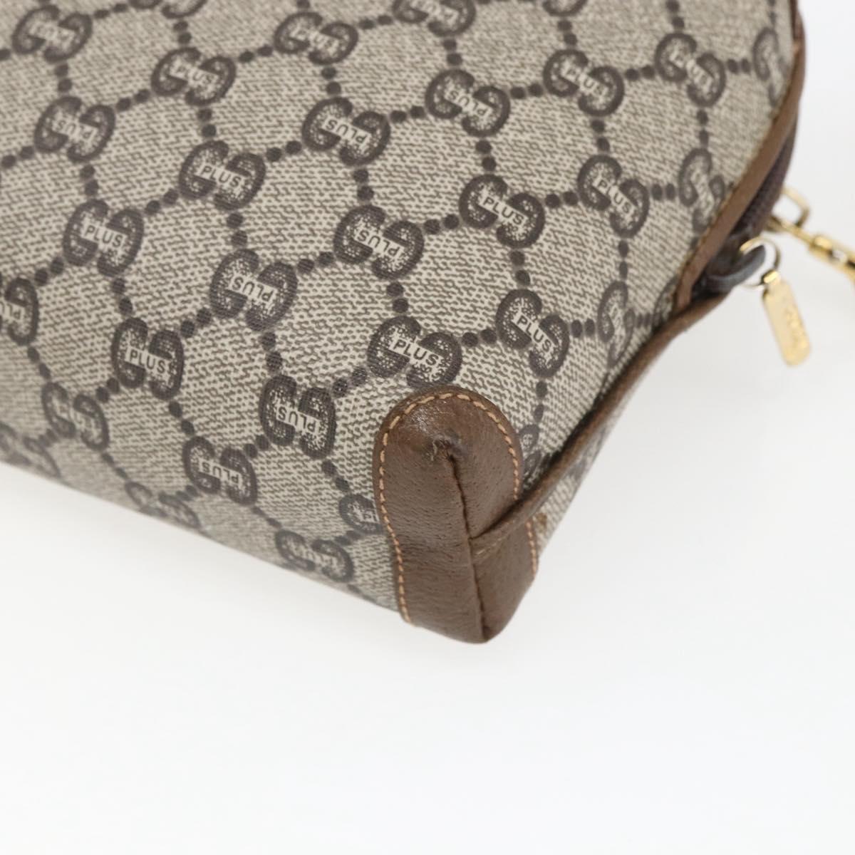 GUCCI GG Plus Supreme Shoulder Bag PVC Beige Gold Auth bs32868