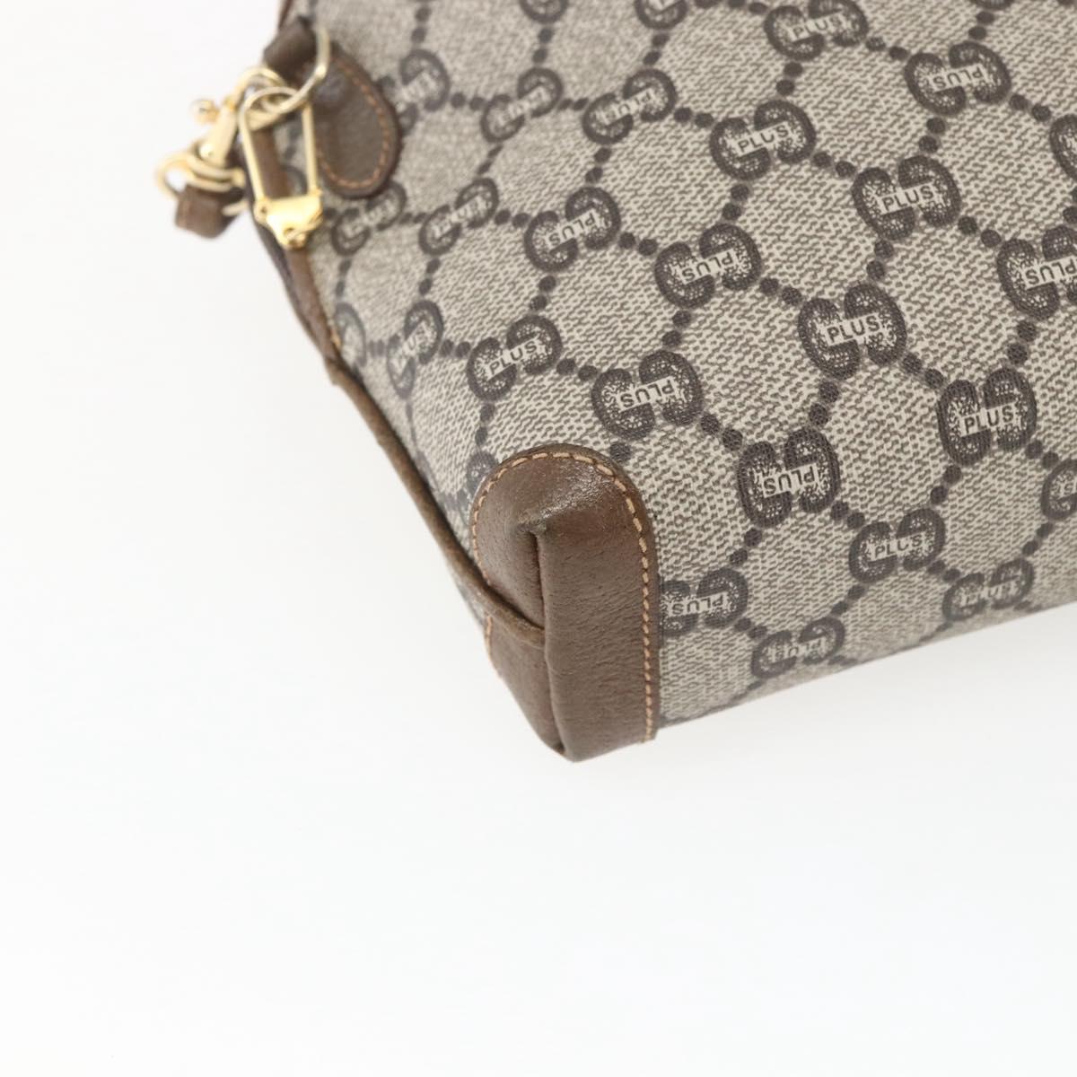 GUCCI GG Plus Supreme Shoulder Bag PVC Beige Gold Auth bs32868