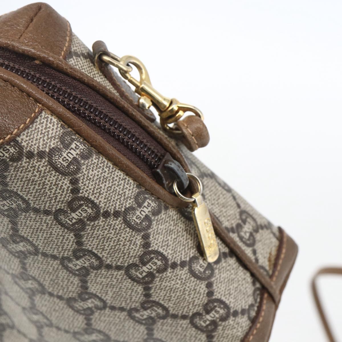 GUCCI GG Plus Supreme Shoulder Bag PVC Beige Gold Auth bs32868