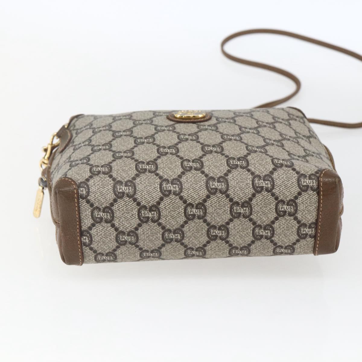 GUCCI GG Plus Supreme Shoulder Bag PVC Beige Gold Auth bs32868