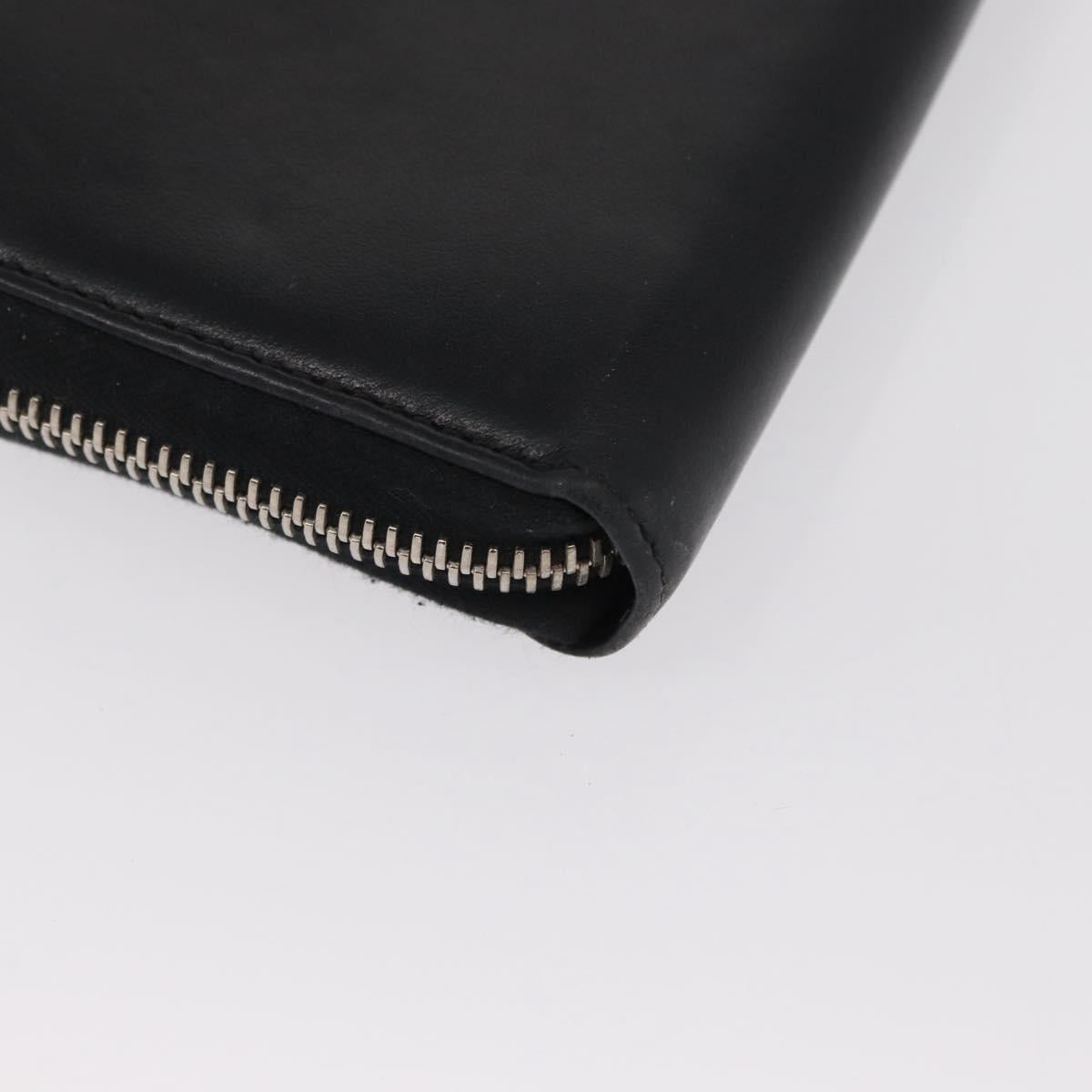 FENDI Long Wallet Leather Black Silver Auth bs32869