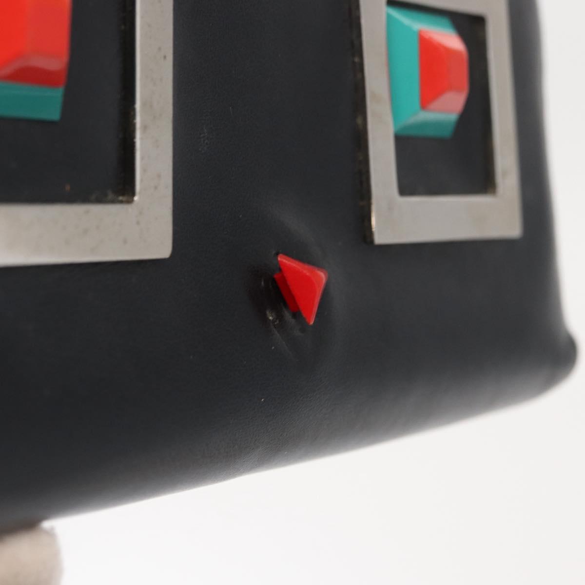 FENDI Long Wallet Leather Black Silver Auth bs32869