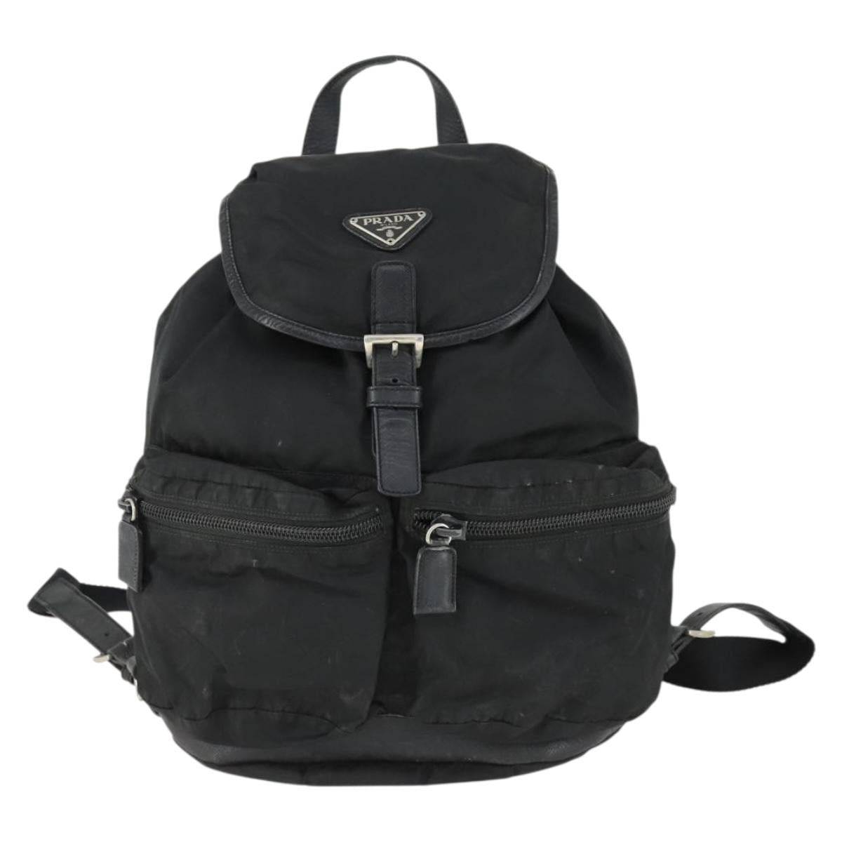 PRADA Backpack Nylon Black Silver Auth bs32876
