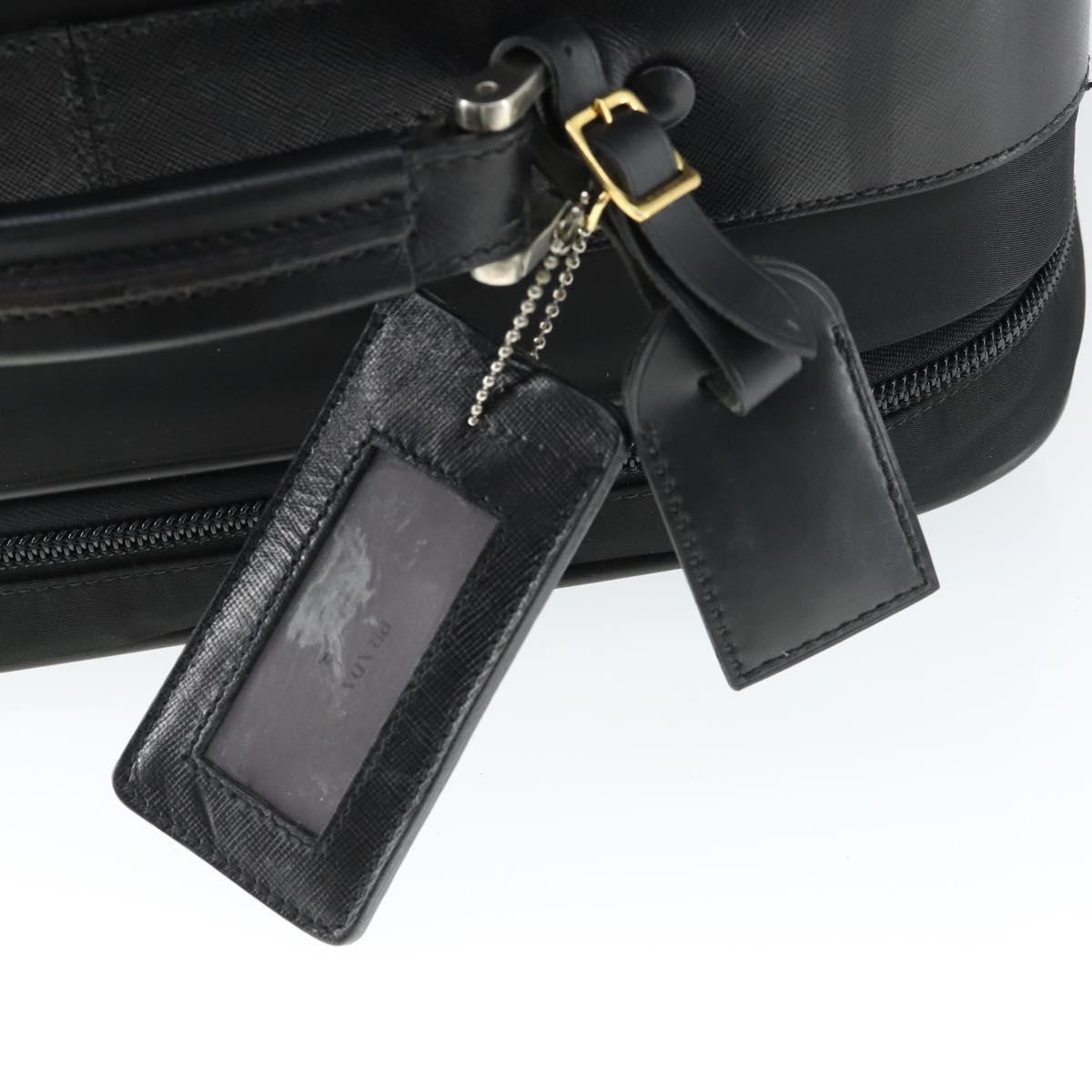 PRADA Carry Bag Nylon Black Silver Auth bs32877