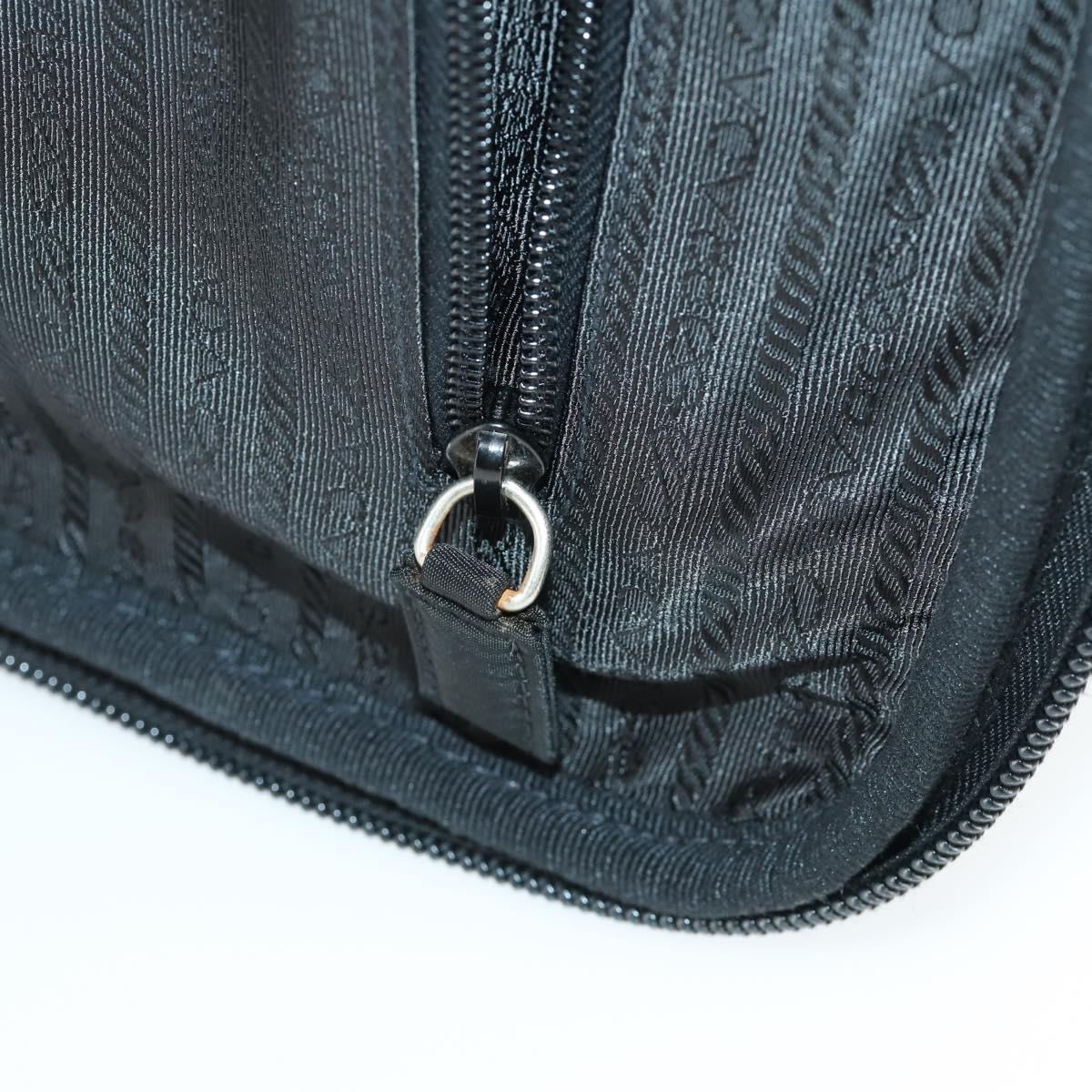 PRADA Carry Bag Nylon Black Silver Auth bs32877