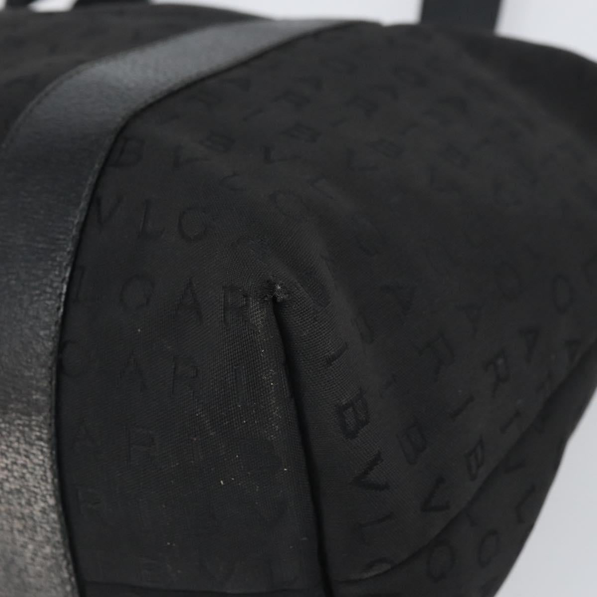 BVLGARI Tote Bag Canvas Black Silver Auth bs32879