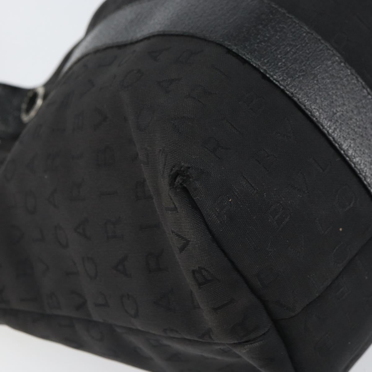 BVLGARI Tote Bag Canvas Black Silver Auth bs32879