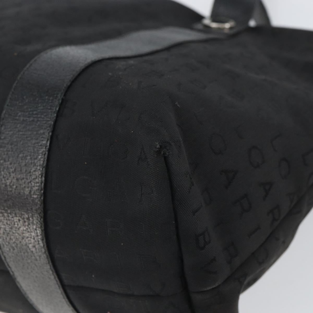 BVLGARI Tote Bag Canvas Black Silver Auth bs32879