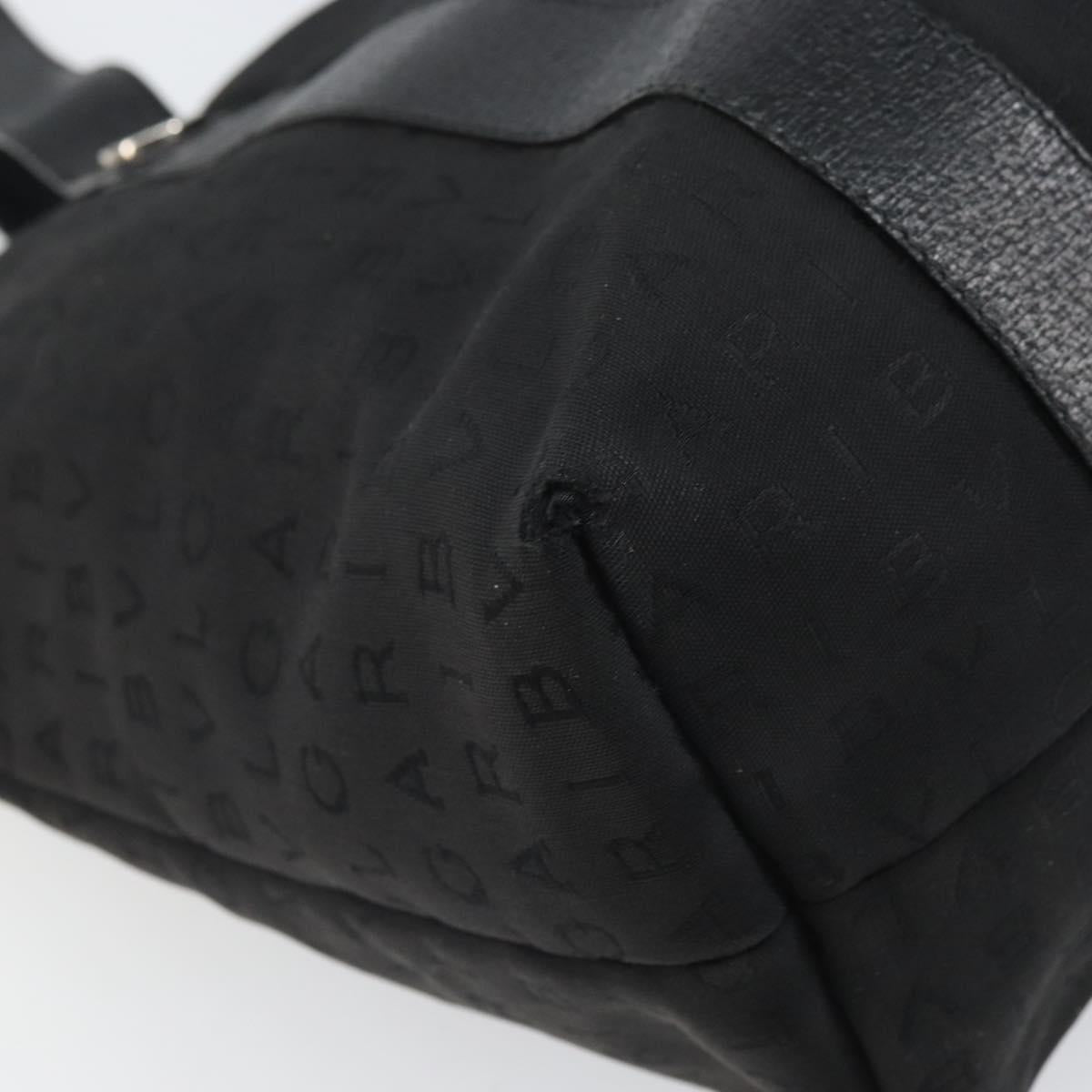 BVLGARI Tote Bag Canvas Black Silver Auth bs32879