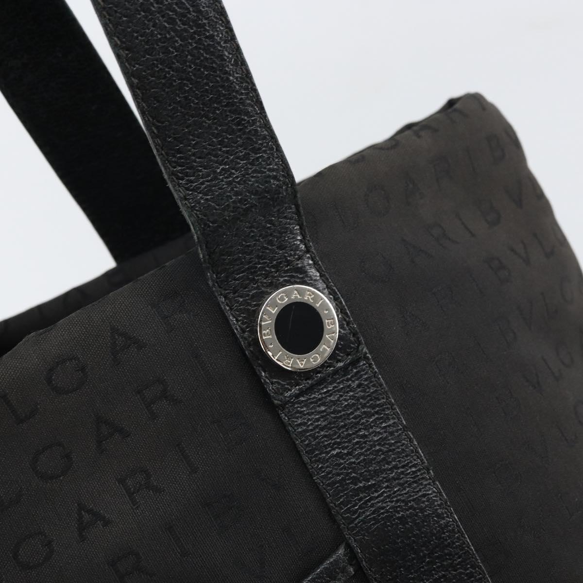 BVLGARI Tote Bag Canvas Black Silver Auth bs32879