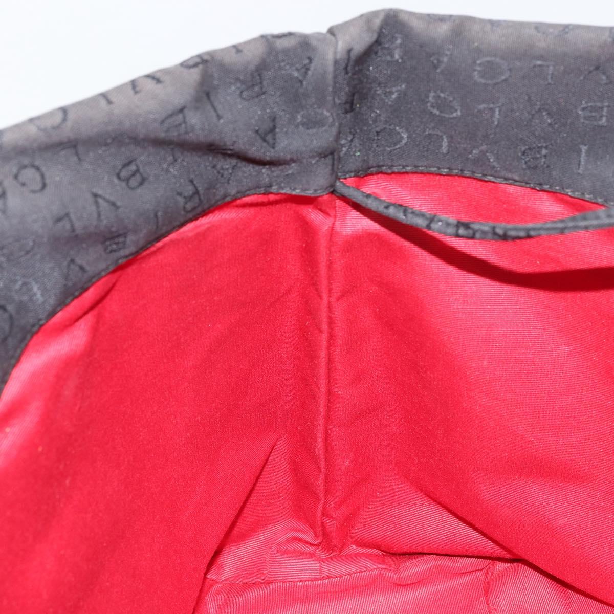 BVLGARI Tote Bag Canvas Black Silver Auth bs32879