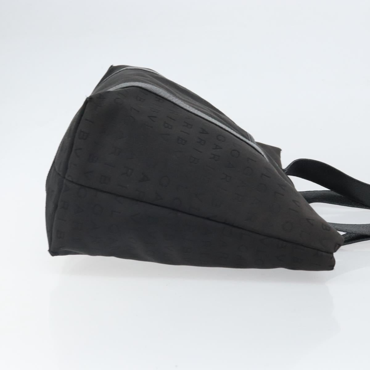 BVLGARI Tote Bag Canvas Black Silver Auth bs32879