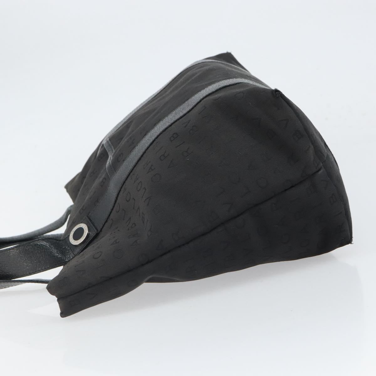 BVLGARI Tote Bag Canvas Black Silver Auth bs32879