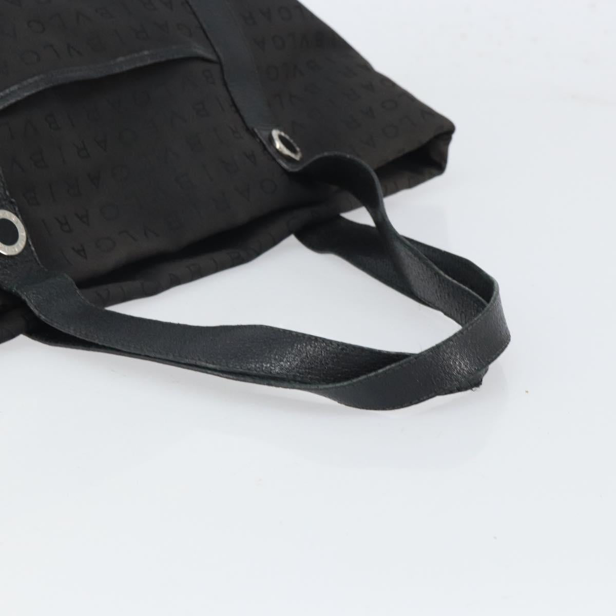 BVLGARI Tote Bag Canvas Black Silver Auth bs32879