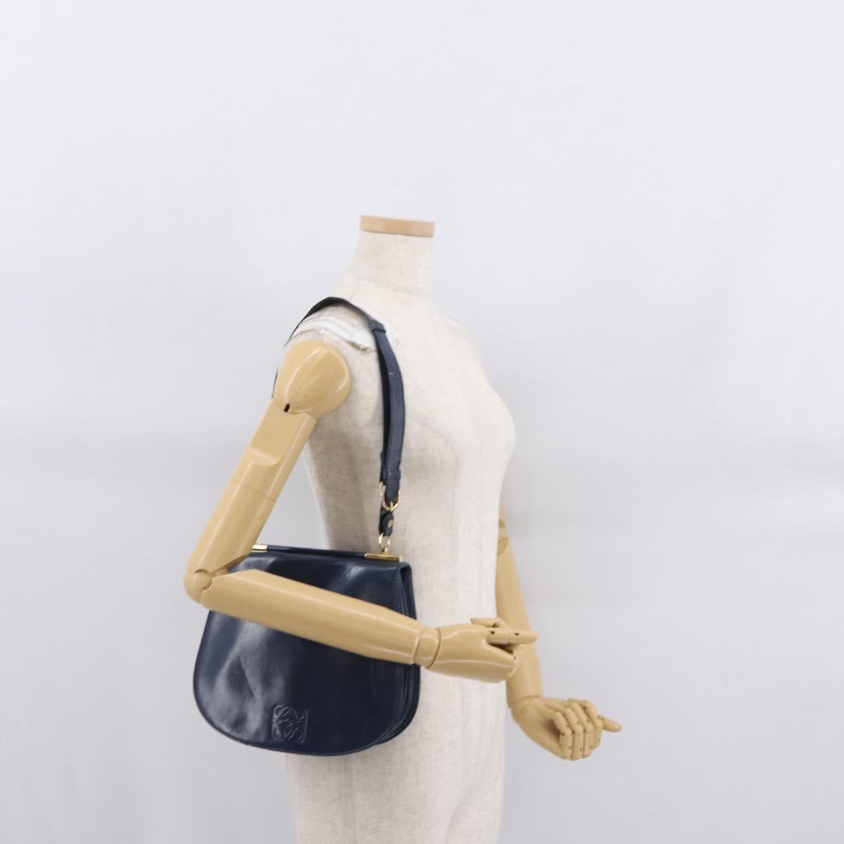 LOEWE Shoulder Bag Leather Blue Auth bs32882