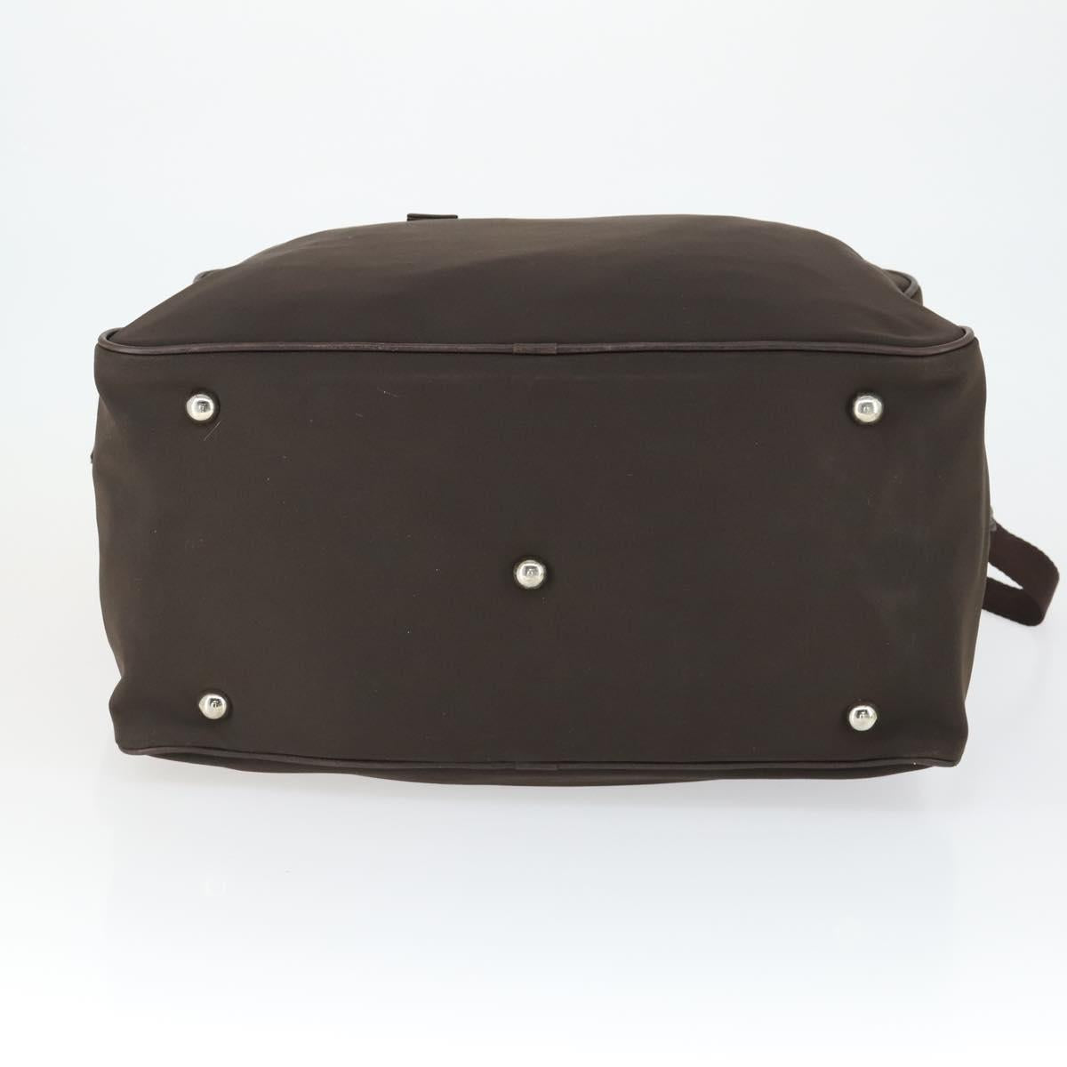 Salvatore Ferragamo Boston Bag Canvas Brown Silver Auth bs32884