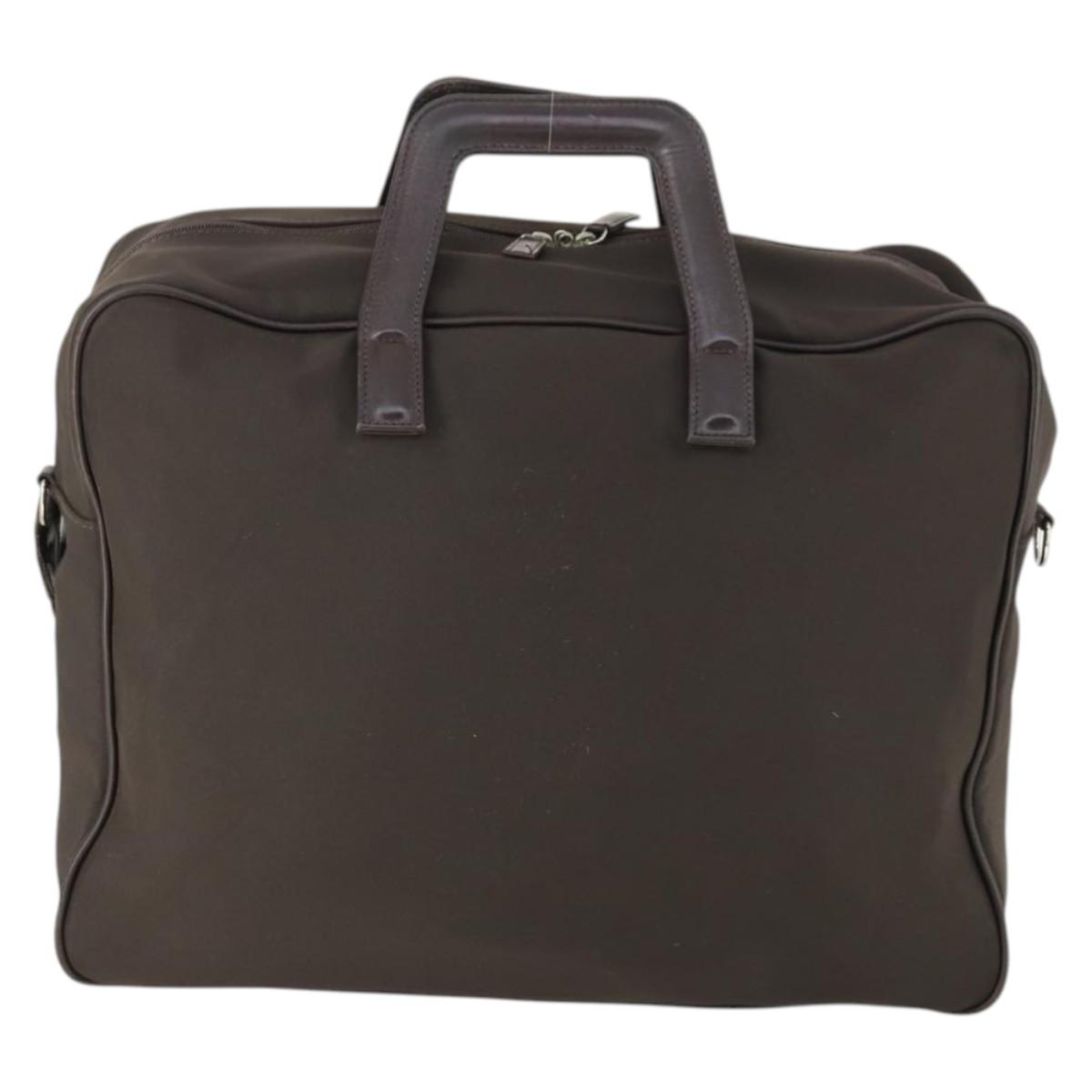 Salvatore Ferragamo Boston Bag Canvas Brown Silver Auth bs32884