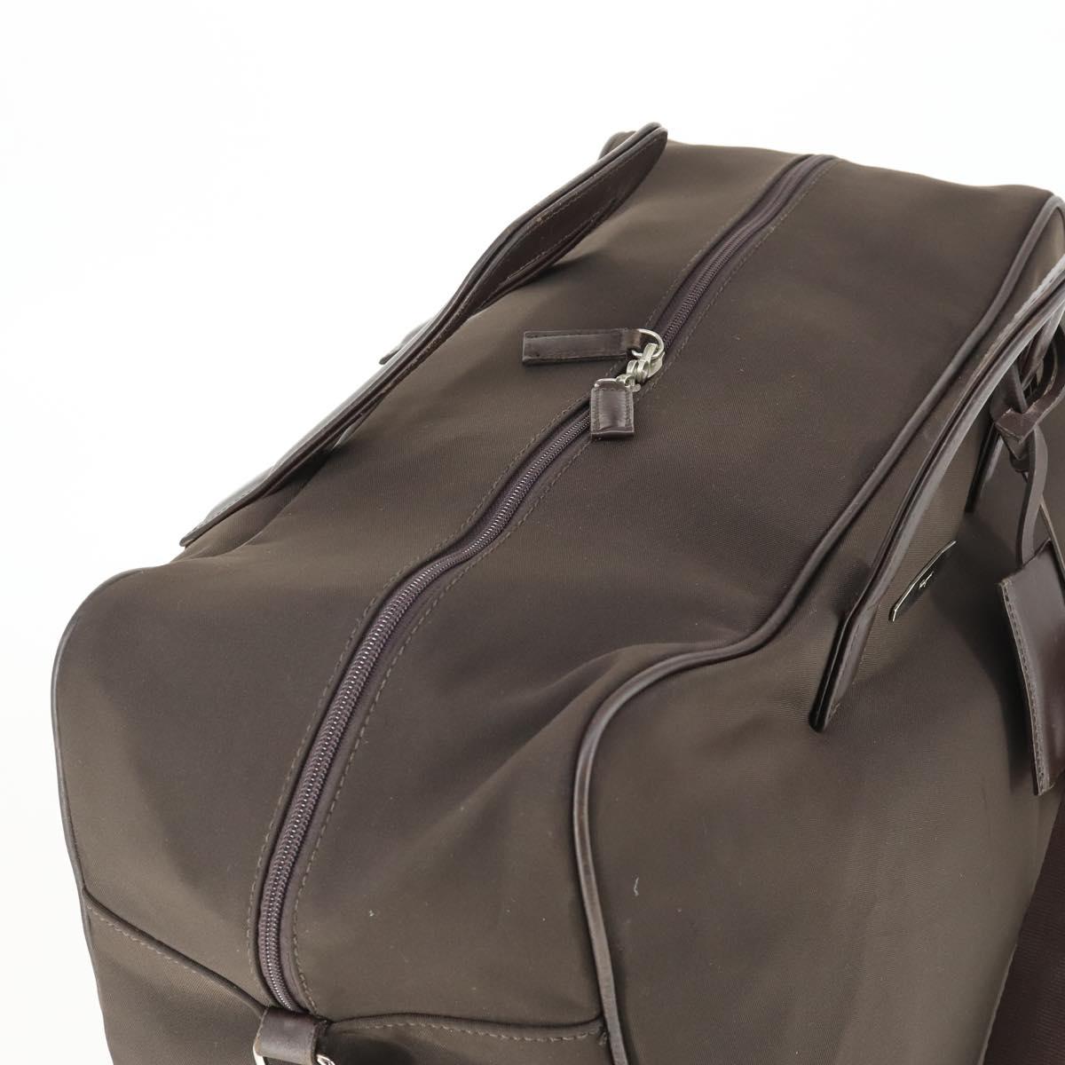 Salvatore Ferragamo Boston Bag Canvas Brown Silver Auth bs32884
