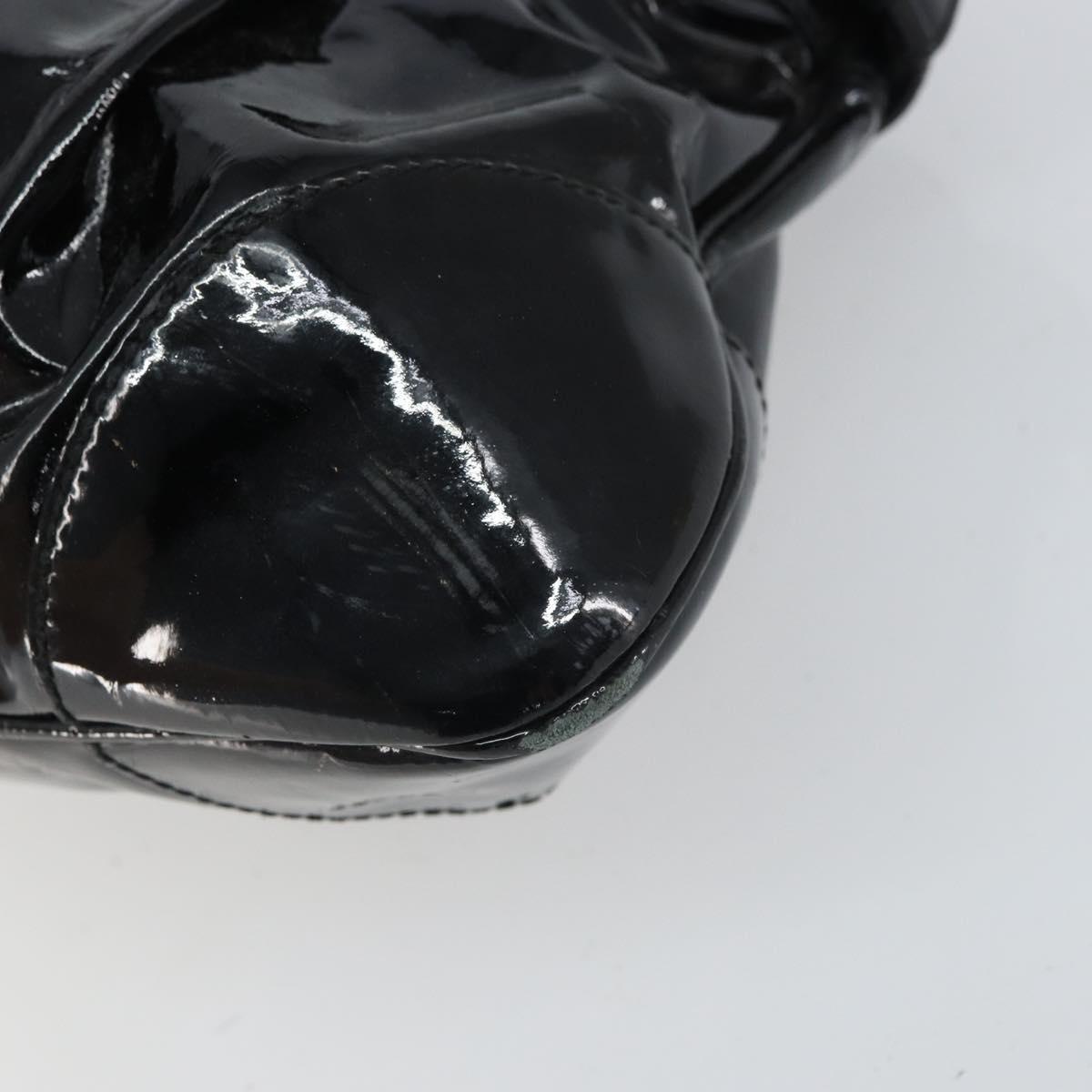 Salvatore Ferragamo Ganchei Hand Bag Patent leather Black Silver Auth bs32886