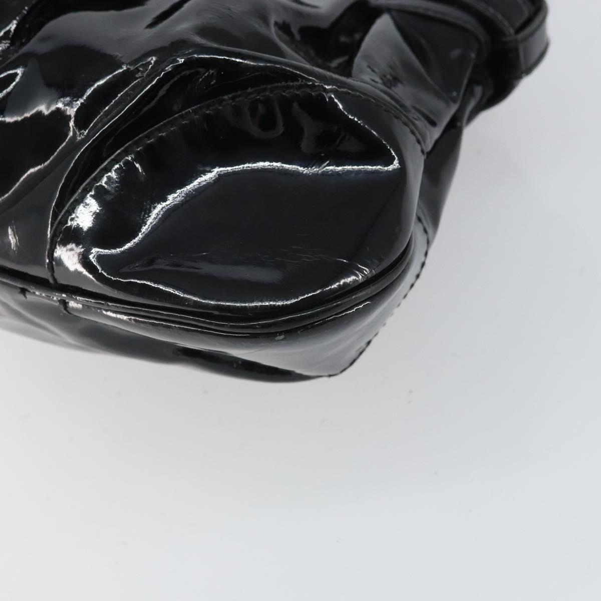 Salvatore Ferragamo Ganchei Hand Bag Patent leather Black Silver Auth bs32886