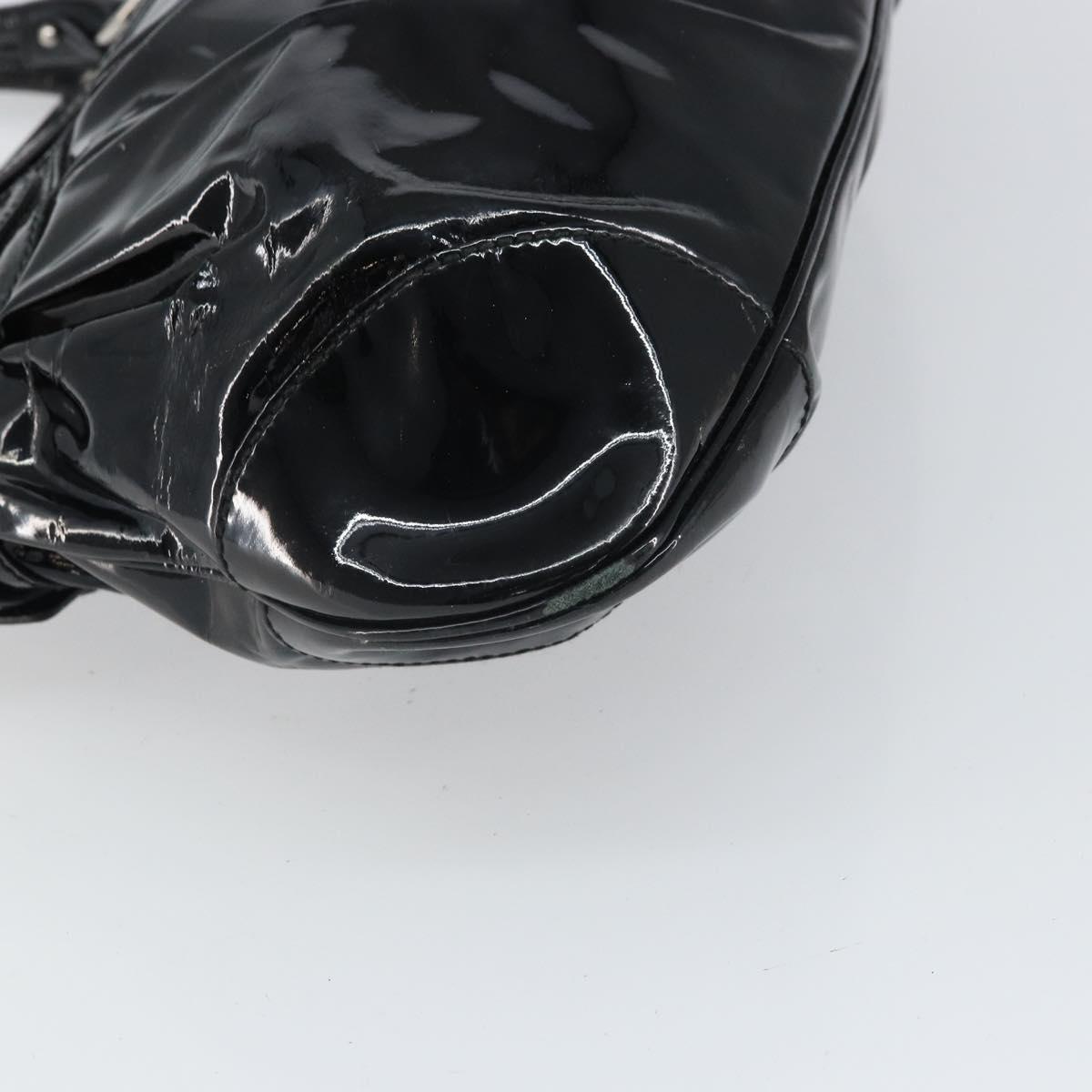 Salvatore Ferragamo Ganchei Hand Bag Patent leather Black Silver Auth bs32886