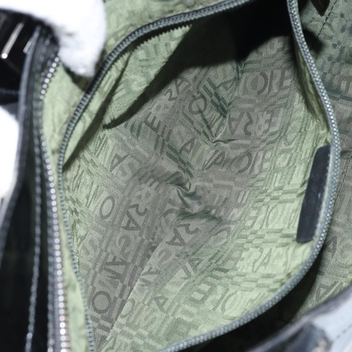 Salvatore Ferragamo Ganchei Hand Bag Patent leather Black Silver Auth bs32886